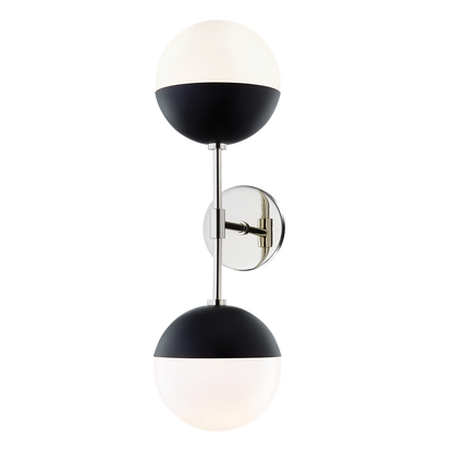 Mitzi 2 Light Wall Sconce in Polished Nickel/Black H344102A-PN/BK