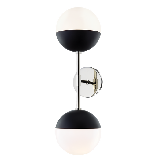 Mitzi 2 Light Wall Sconce in Polished Nickel/Black H344102A-PN/BK