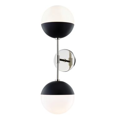 Mitzi 2 Light Wall Sconce in Polished Nickel/Black H344102A-PN/BK