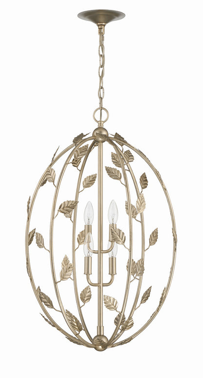 Lumanity Lighting Avon 4-Light Statement Oval Chandelier in Champagne Silver Leaf  L090-0027