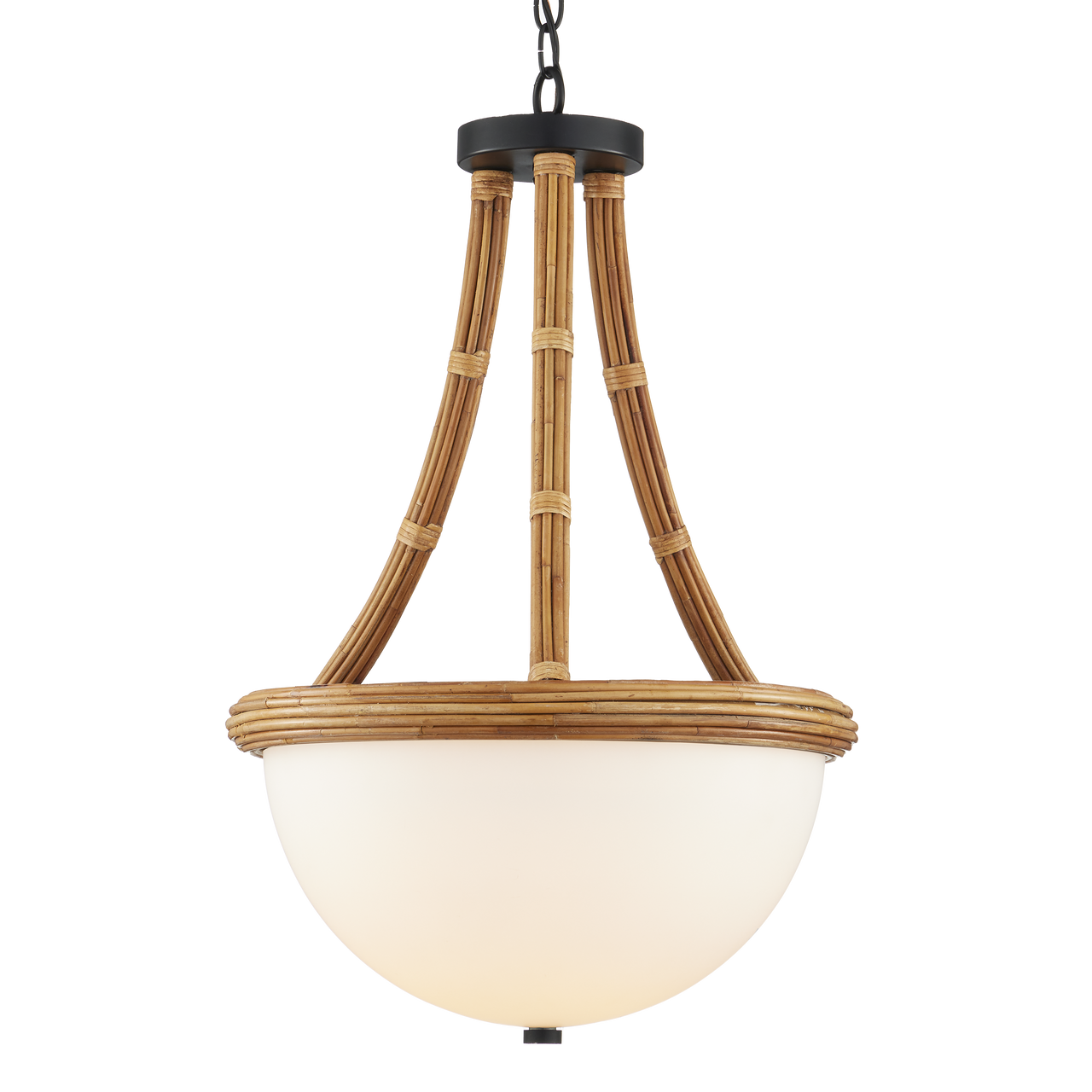 Currey & Co. Morningside 17.75" Rattan 1-Light LED Semi-Flush Mount 9000-1103