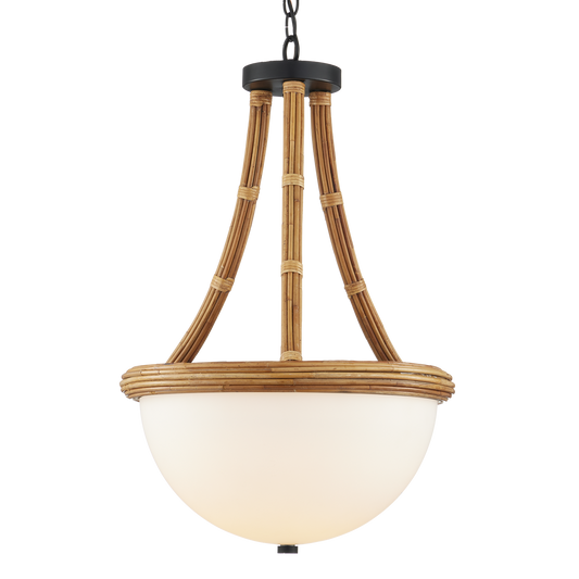 Currey & Co. Morningside 17.75" Rattan 1-Light LED Semi-Flush Mount 9000-1103