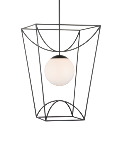 Currey & Co Rochefort Large Lantern in Black/White 9500-0013