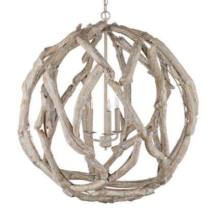 Currey & Co. Driftwood Whitewash Orb Chandelier 9000-1133