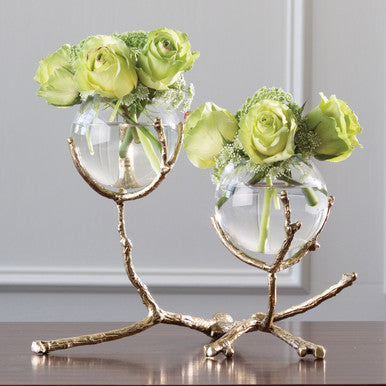 Global Views Twig 2 Vase Holder Brass 9.92655