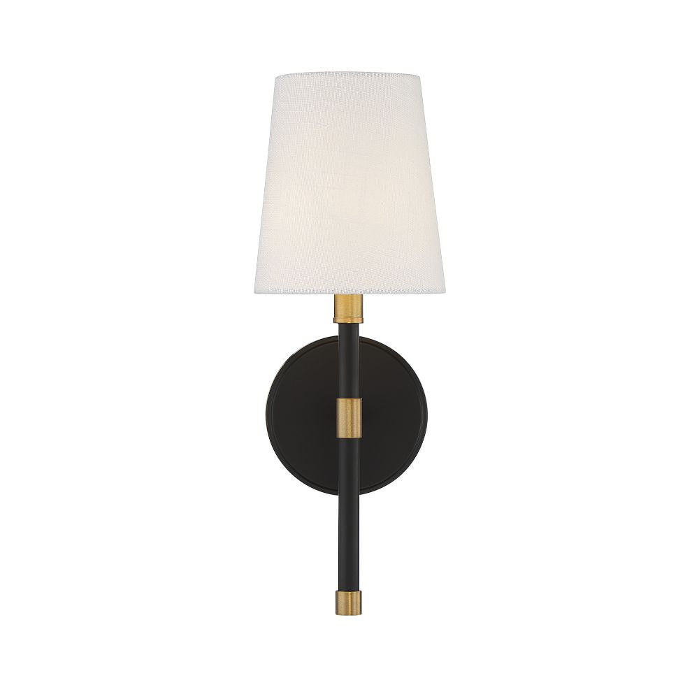 Savoy House Brody 1-Light Wall Sconce in Matte Black with Warm Brass Accents 9-1632-1-143