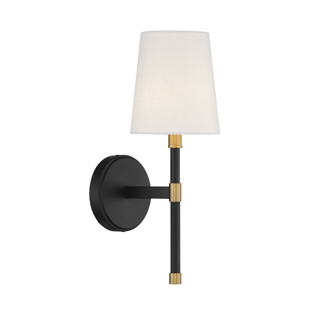 Savoy House Brody 1-Light Wall Sconce in Matte Black with Warm Brass Accents 9-1632-1-143