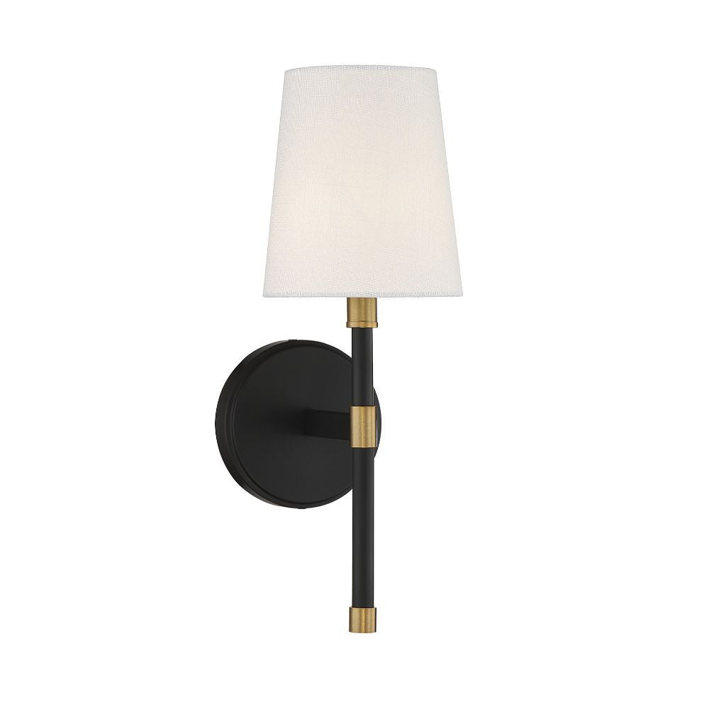 Savoy House Brody 1-Light Wall Sconce in Matte Black with Warm Brass Accents 9-1632-1-143