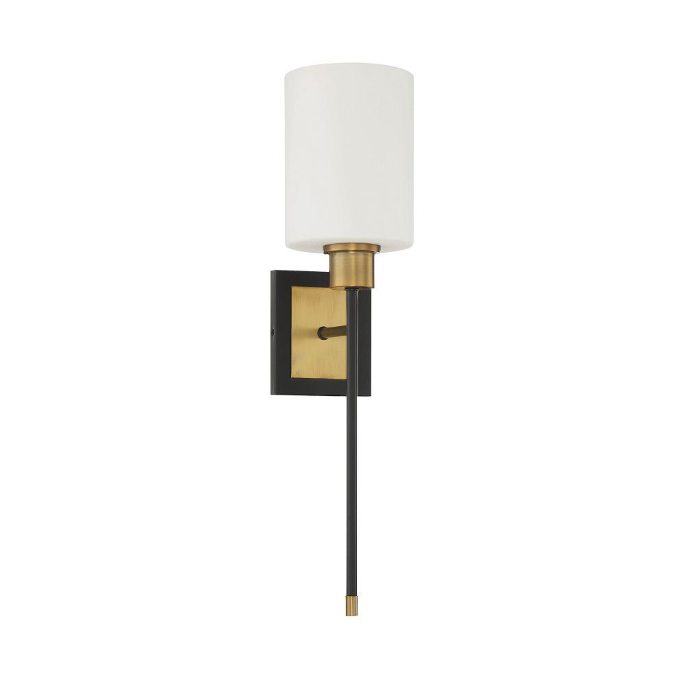 Savoy House Alvara 1-Light Wall Sconce in Matte Black with Warm Brass Accents 9-1645-1-143