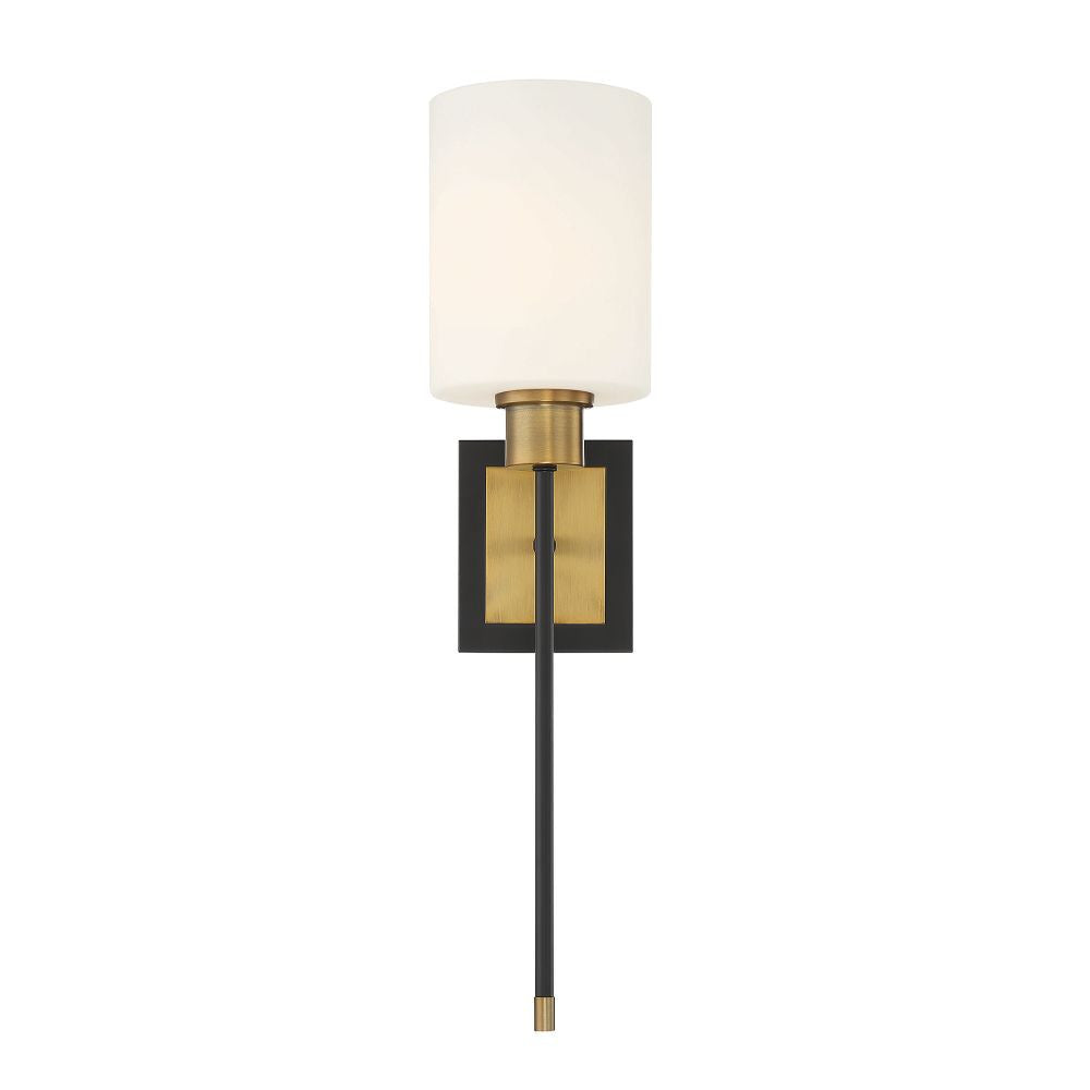 Savoy House Alvara 1-Light Wall Sconce in Matte Black with Warm Brass Accents 9-1645-1-143