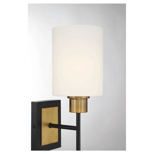 Savoy House Alvara 1-Light Wall Sconce in Matte Black with Warm Brass Accents 9-1645-1-143