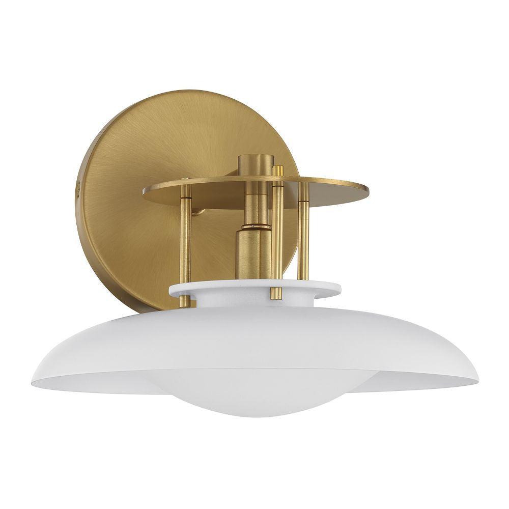 Savoy House Gavin 1-Light Wall Sconce in White with Warm Brass Accents 9-1686-1-142