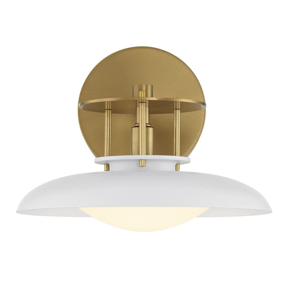 Savoy House Gavin 1-Light Wall Sconce in White with Warm Brass Accents 9-1686-1-142