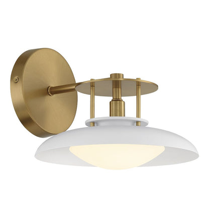 Savoy House Gavin 1-Light Wall Sconce in White with Warm Brass Accents 9-1686-1-142