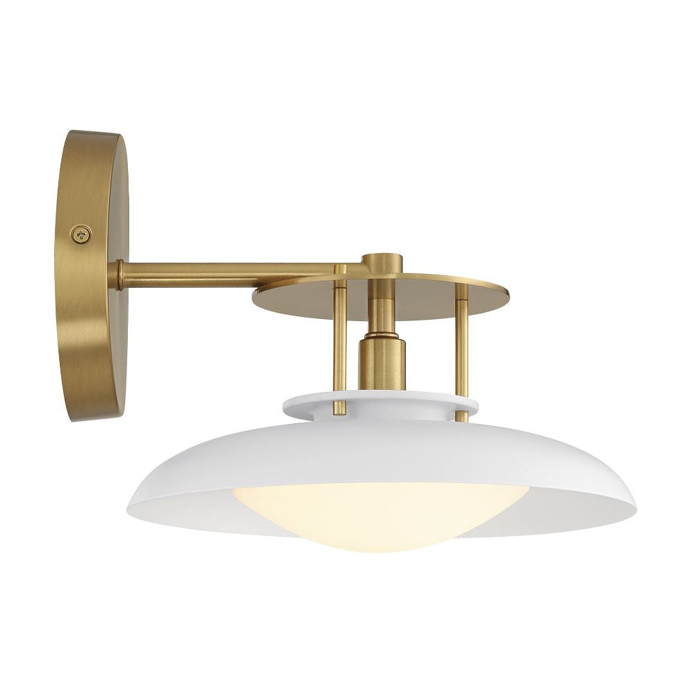 Savoy House Gavin 1-Light Wall Sconce in White with Warm Brass Accents 9-1686-1-142