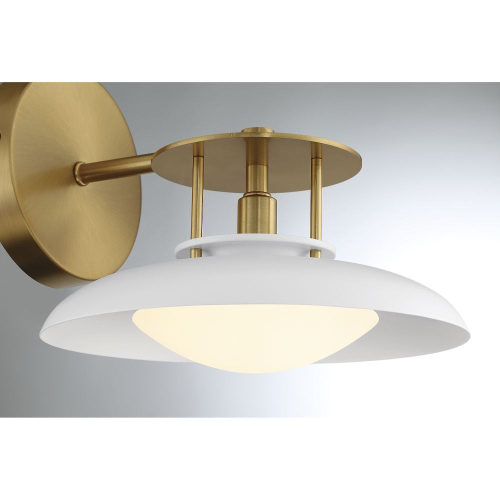 Savoy House Gavin 1-Light Wall Sconce in White with Warm Brass Accents 9-1686-1-142