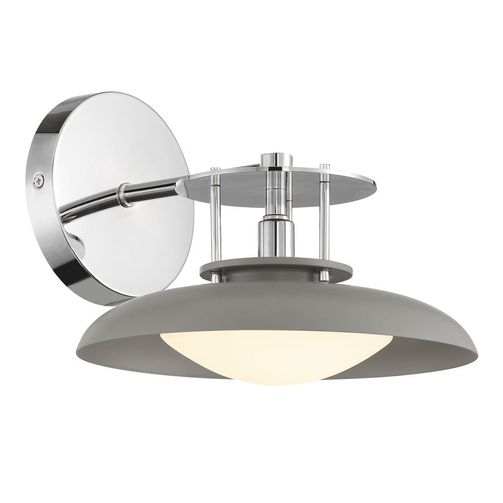 Savoy House Gavin 1-Light Wall Sconce in Gray with Polished Nickel Accents 9-1686-1-175