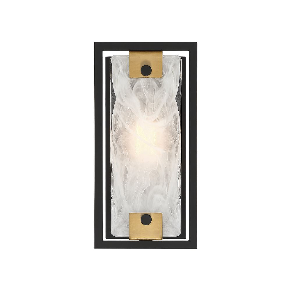 Savoy House Hayward 1-Light Wall Sconce in Matte Black with Warm Brass Accents 9-1697-1-143