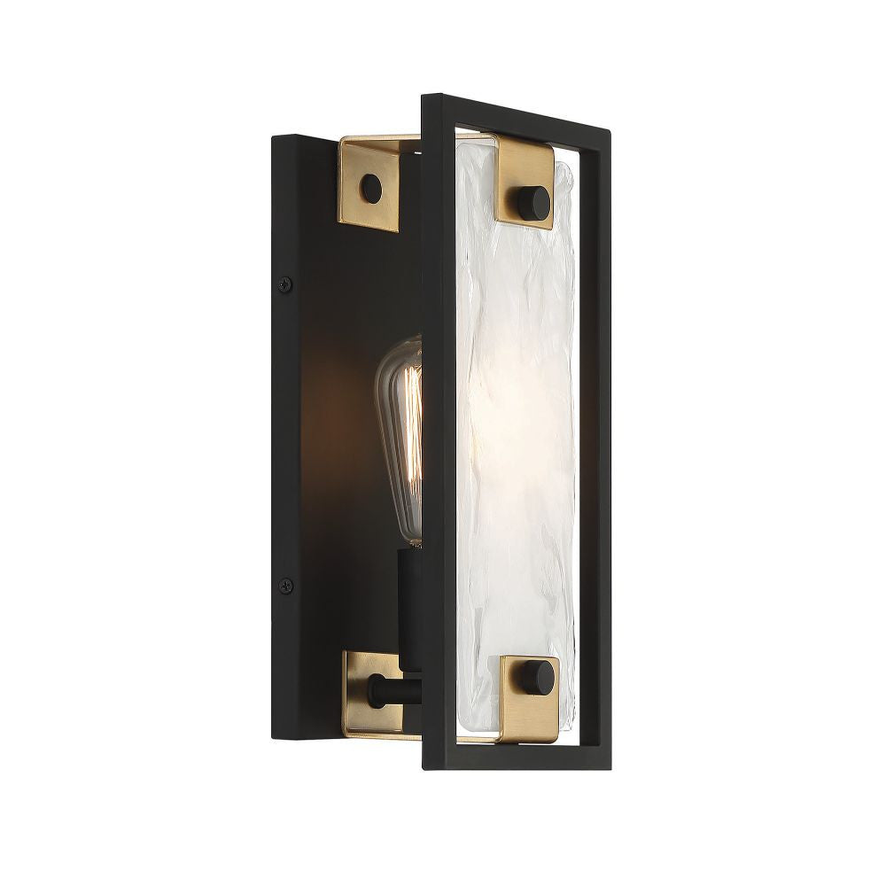 Savoy House Hayward 1-Light Wall Sconce in Matte Black with Warm Brass Accents 9-1697-1-143