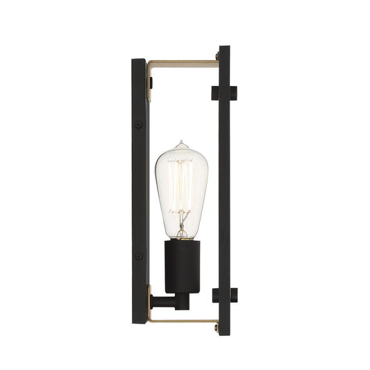 Savoy House Hayward 1-Light Wall Sconce in Matte Black with Warm Brass Accents 9-1697-1-143