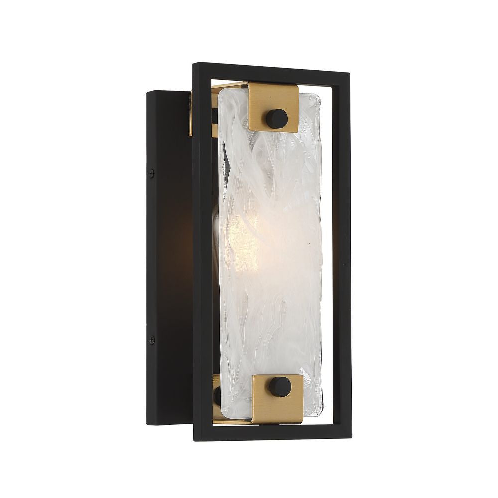 Savoy House Hayward 1-Light Wall Sconce in Matte Black with Warm Brass Accents 9-1697-1-143