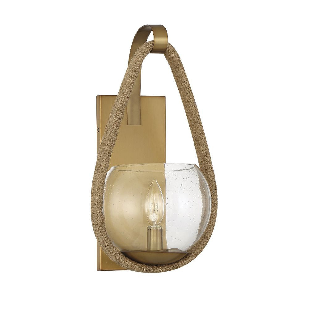 Savoy House Ashe 1-Light Wall Sconce in Warm Brass and Rope 9-1826-1-320