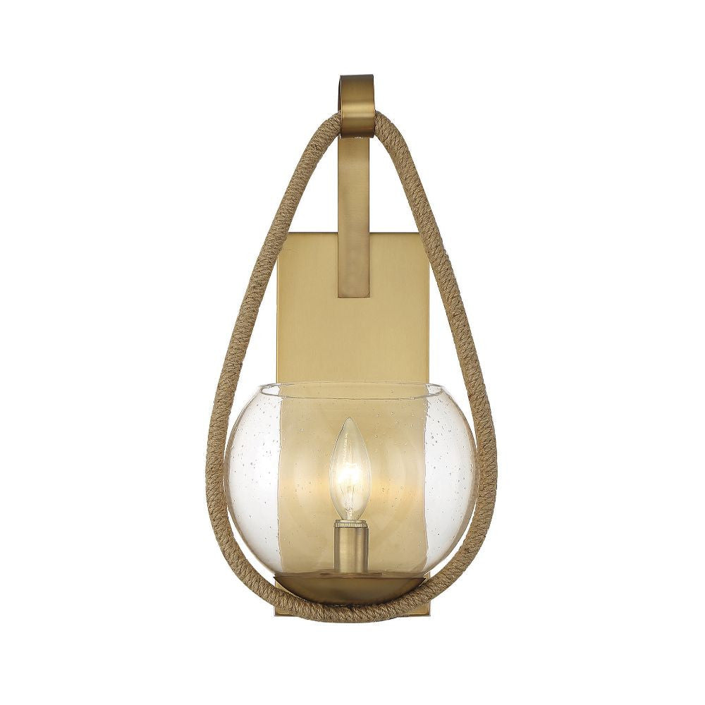 Savoy House Ashe 1-Light Wall Sconce in Warm Brass and Rope 9-1826-1-320