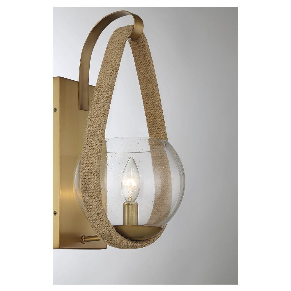 Savoy House Ashe 1-Light Wall Sconce in Warm Brass and Rope 9-1826-1-320