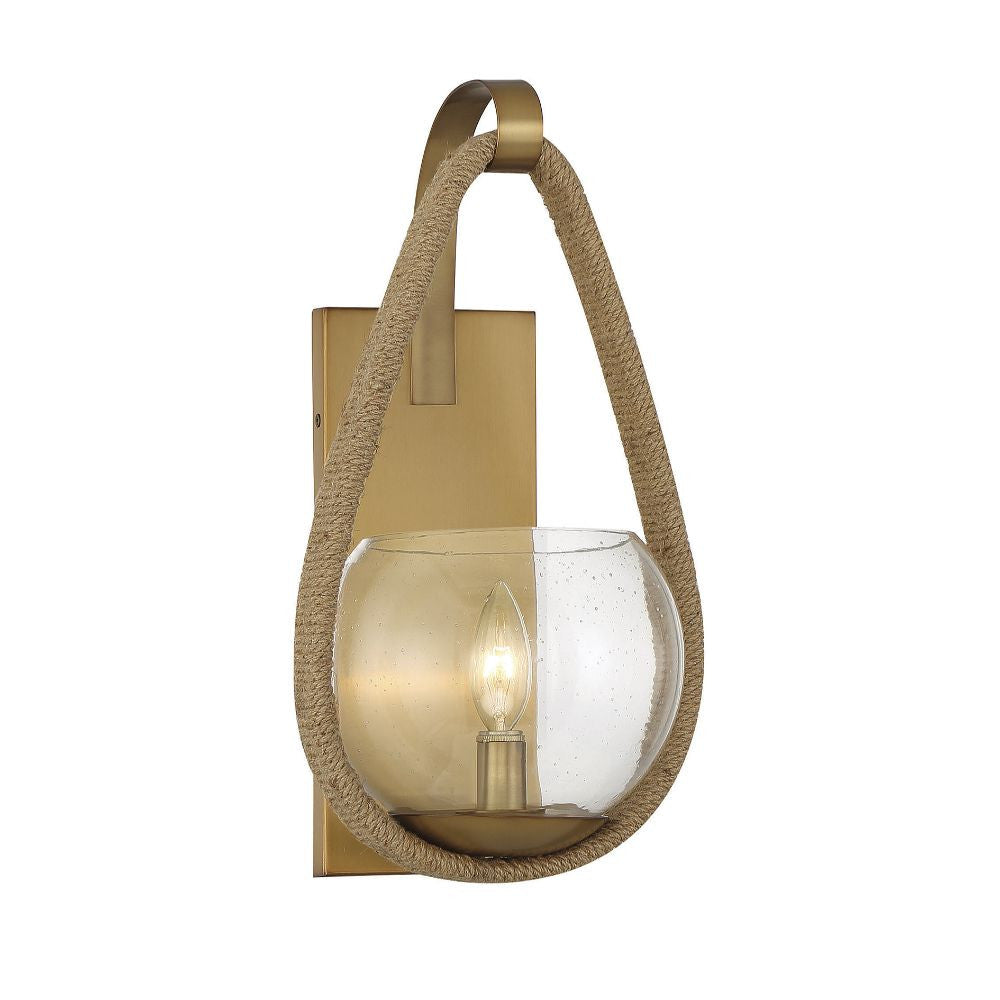 Savoy House Ashe 1-Light Wall Sconce in Warm Brass and Rope 9-1826-1-320