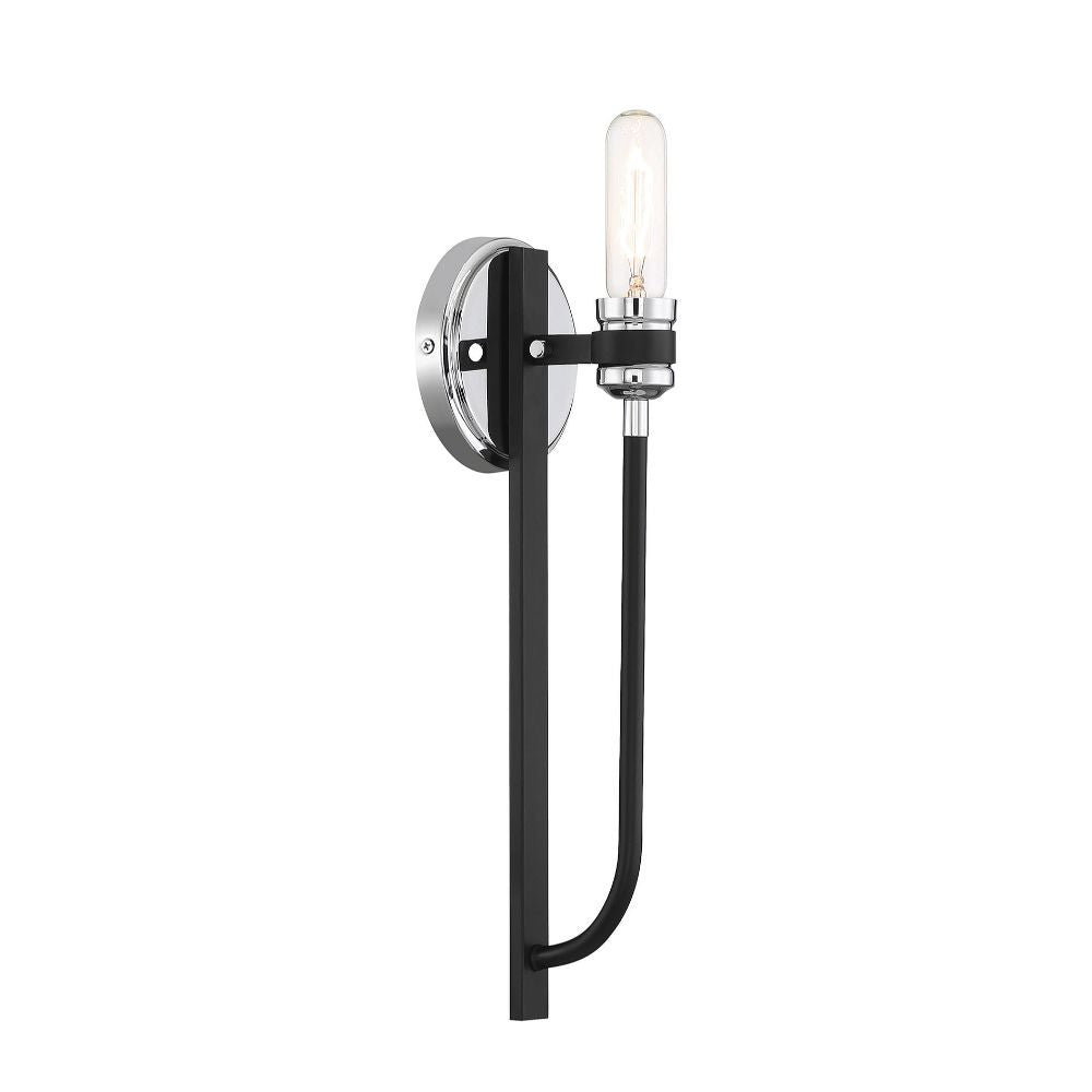 Savoy House Kenyon 1-Light Wall Sconce in Kenyon Black and Chrome 9-1918-1-150