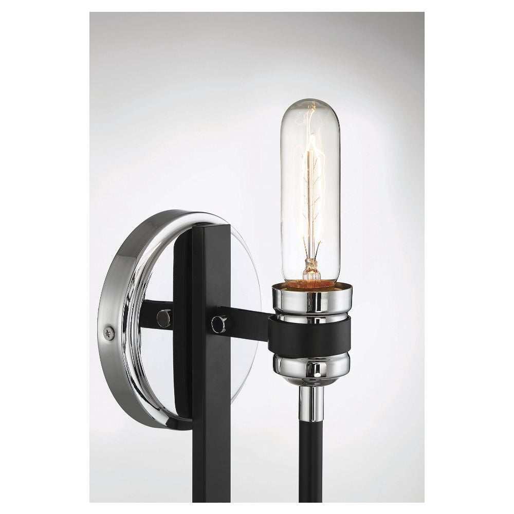 Savoy House Kenyon 1-Light Wall Sconce in Kenyon Black and Chrome 9-1918-1-150