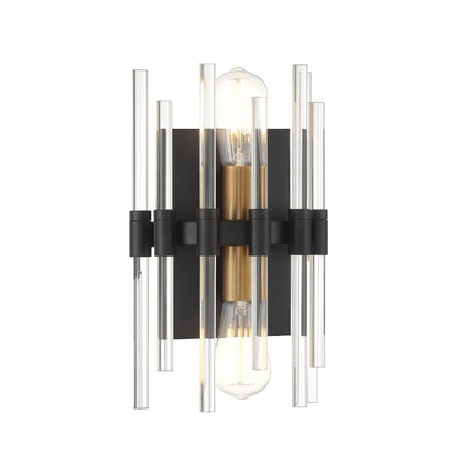 Savoy House Santiago 2-Light Wall Sconce in Matte Black with Warm Brass Accents 9-1935-2-143