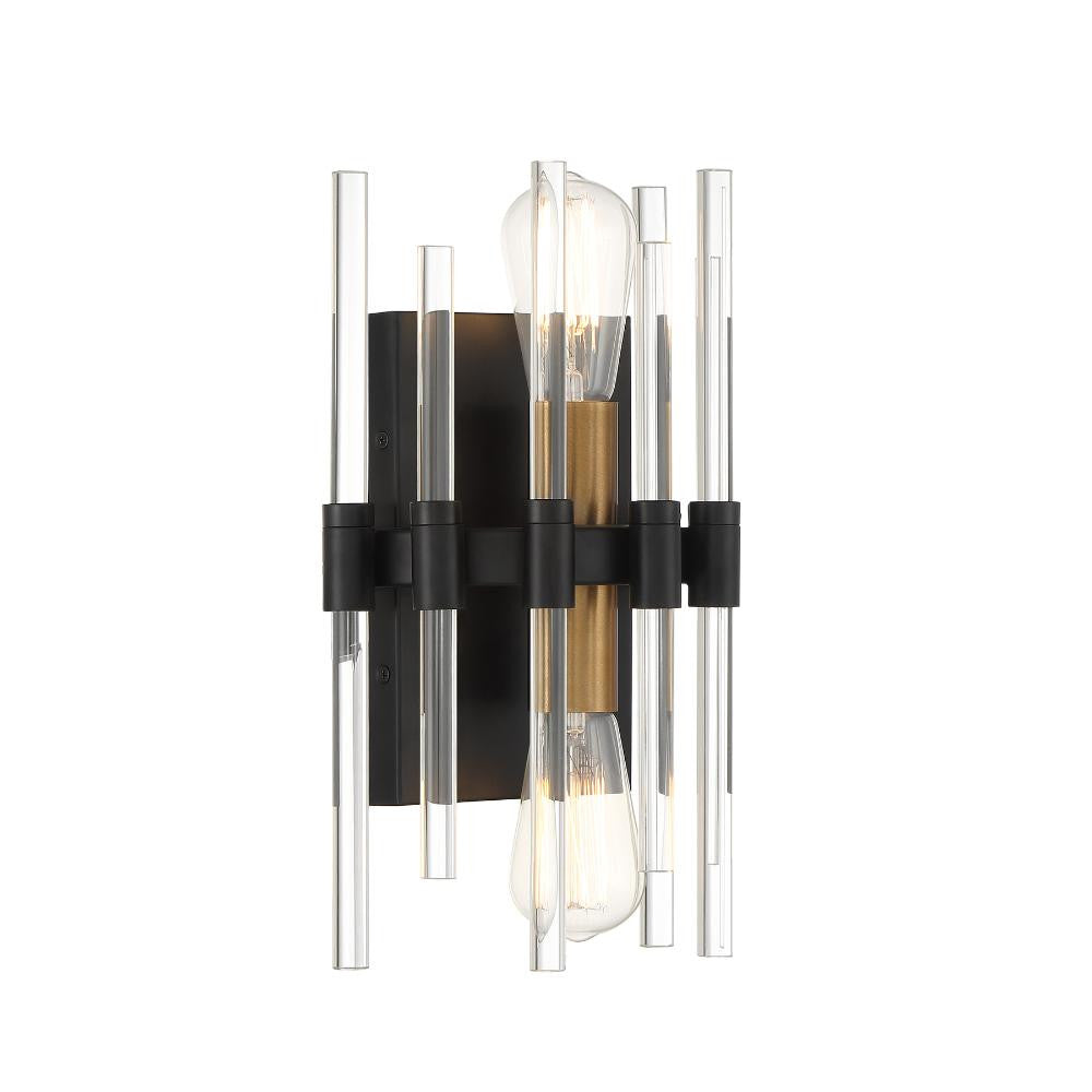 Savoy House Santiago 2-Light Wall Sconce in Matte Black with Warm Brass Accents 9-1935-2-143