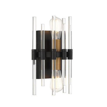 Savoy House Santiago 2-Light Wall Sconce in Matte Black with Warm Brass Accents 9-1935-2-143