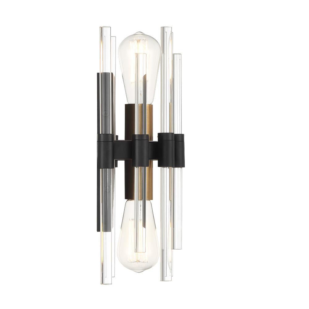 Savoy House Santiago 2-Light Wall Sconce in Matte Black with Warm Brass Accents 9-1935-2-143