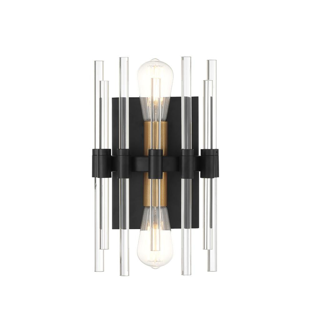 Savoy House Santiago 2-Light Wall Sconce in Matte Black with Warm Brass Accents 9-1935-2-143