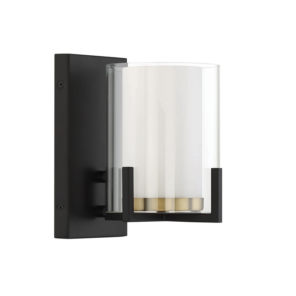 Savoy House Eaton 1-Light Wall Sconce in Matte Black with Warm Brass Accents 9-1977-1-143