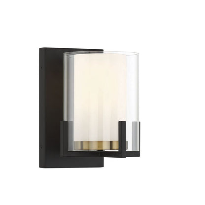 Savoy House Eaton 1-Light Wall Sconce in Matte Black with Warm Brass Accents 9-1977-1-143