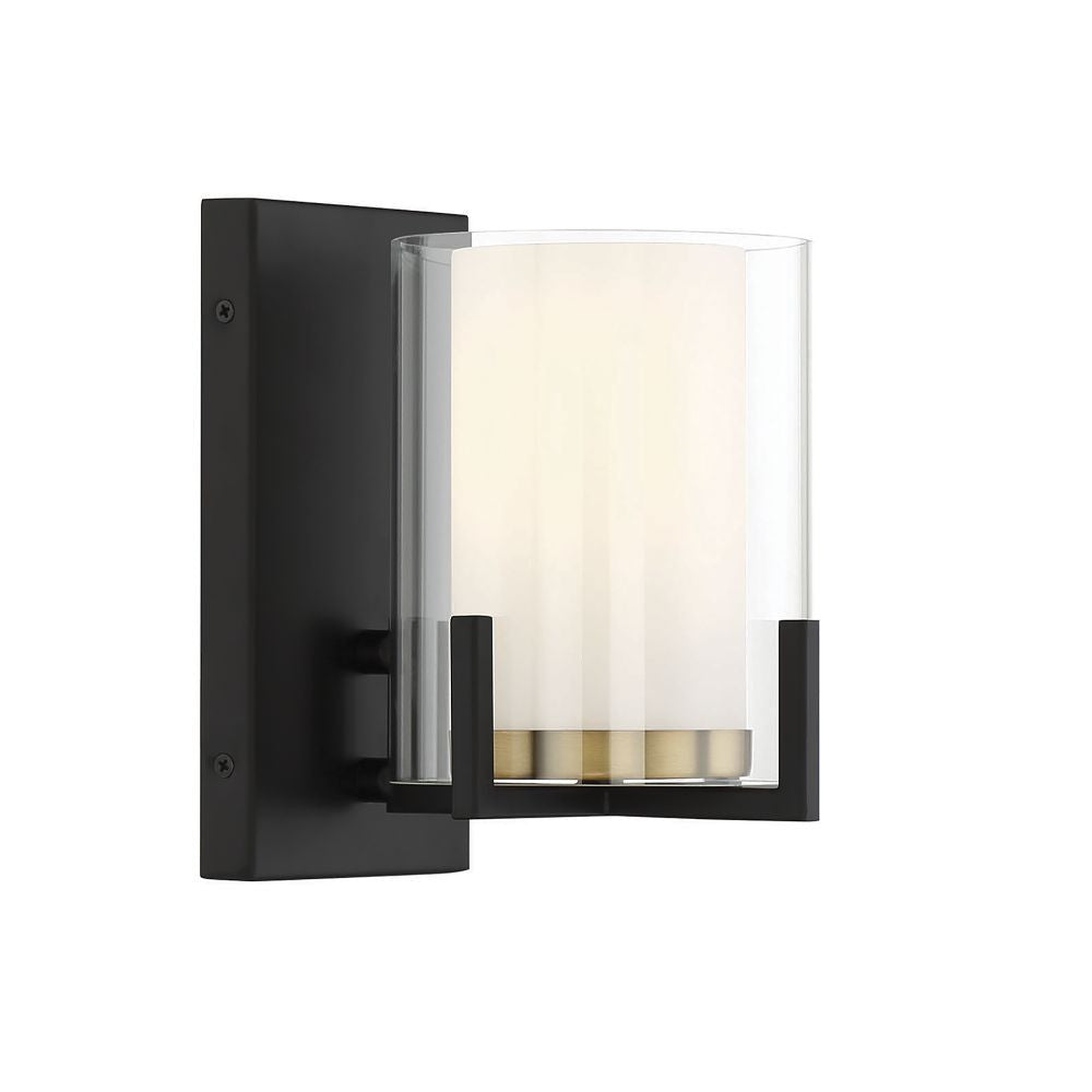 Savoy House Eaton 1-Light Wall Sconce in Matte Black with Warm Brass Accents 9-1977-1-143