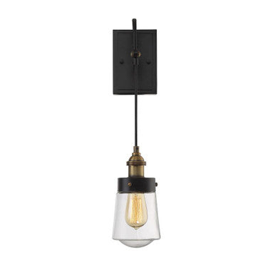 Savoy House Macauley 1-Light Wall Sconce in Vintage Black with Warm Brass 9-2065-1-51