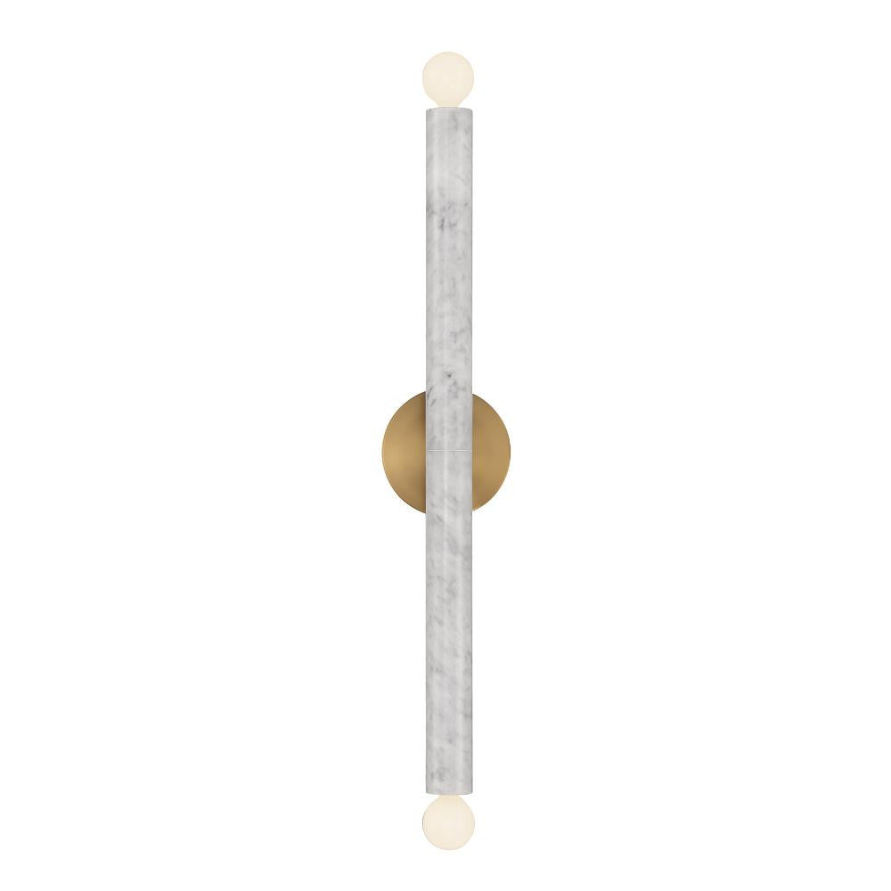 Savoy House Callaway 2-Light Wall Sconce in White Marble with Warm Brass 9-2901-2-264