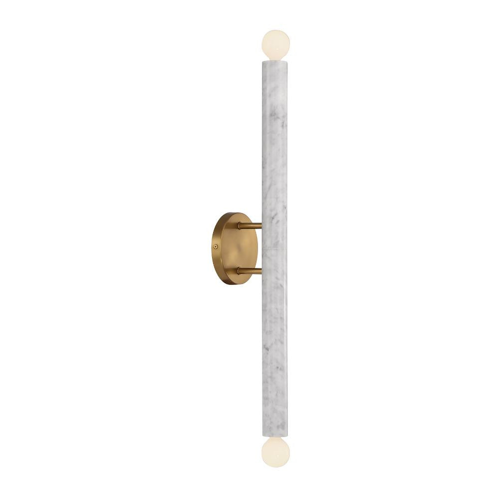 Savoy House Callaway 2-Light Wall Sconce in White Marble with Warm Brass 9-2901-2-264