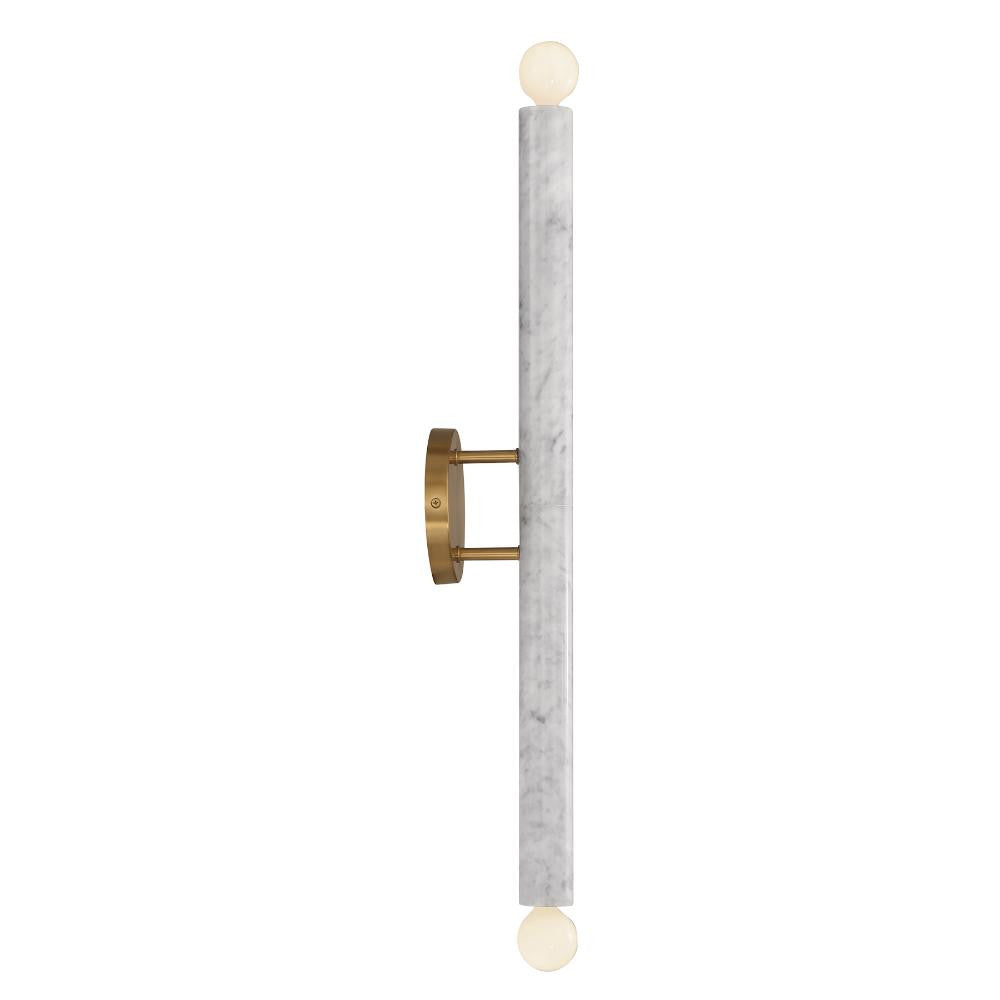 Savoy House Callaway 2-Light Wall Sconce in White Marble with Warm Brass 9-2901-2-264