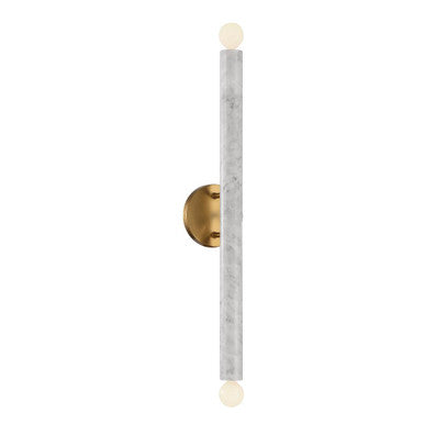 Savoy House Callaway 2-Light Wall Sconce in White Marble with Warm Brass 9-2901-2-264