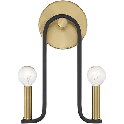 Savoy House Archway 2-Light Wall Sconce in Matte Black with Warm Brass Accents 9-5531-2-143