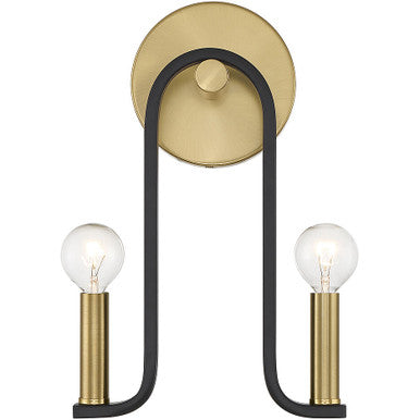 Savoy House Archway 2-Light Wall Sconce in Matte Black with Warm Brass Accents 9-5531-2-143