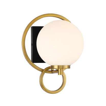 Savoy House Alhambra 1-Light Wall Sconce in Matte Black with Warm Brass 9-6180-1-143