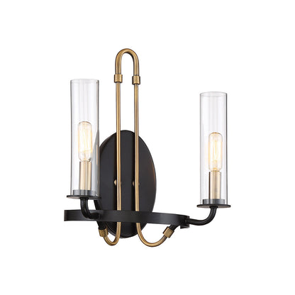 Savoy House Kearney 2-Light Wall Sconce in Vintage Black with Warm Brass 9-8073-2-51