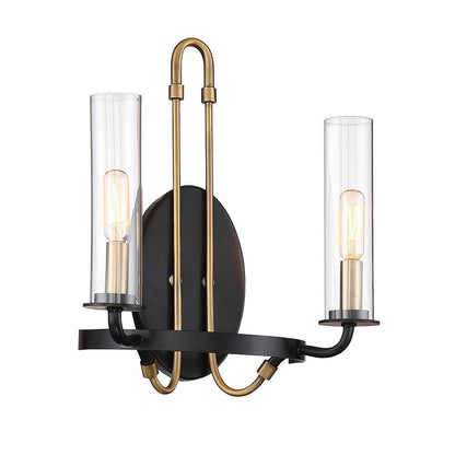 Savoy House Kearney 2-Light Wall Sconce in Vintage Black with Warm Brass 9-8073-2-51