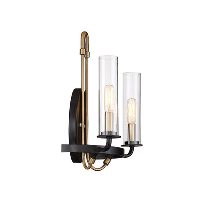 Savoy House Kearney 2-Light Wall Sconce in Vintage Black with Warm Brass 9-8073-2-51